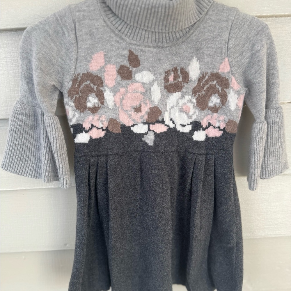 Janie and Jack Gray and Pink Floral Sweater